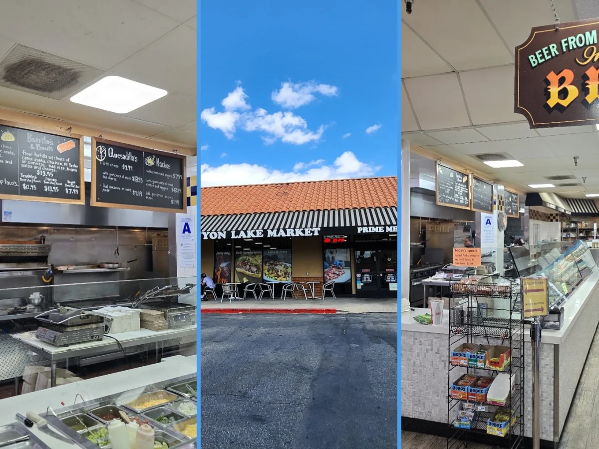 Grocery aisles inside Canyon Lake Market.