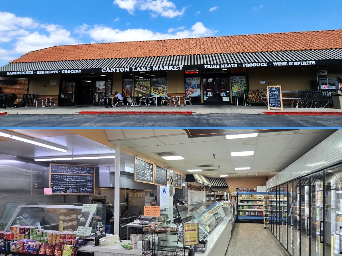 Store shelves stocked with everyday groceries.