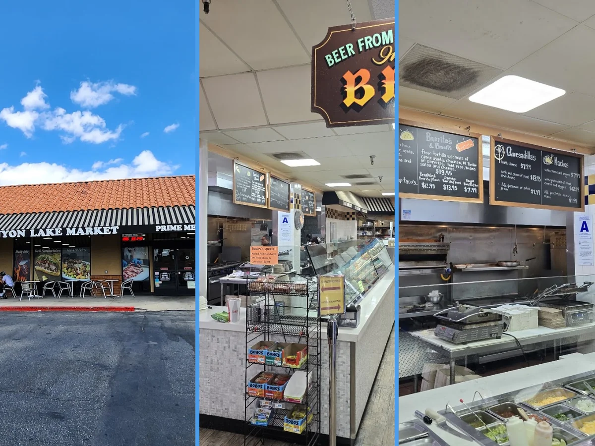 Deli counter with sandwiches and breakfast items.