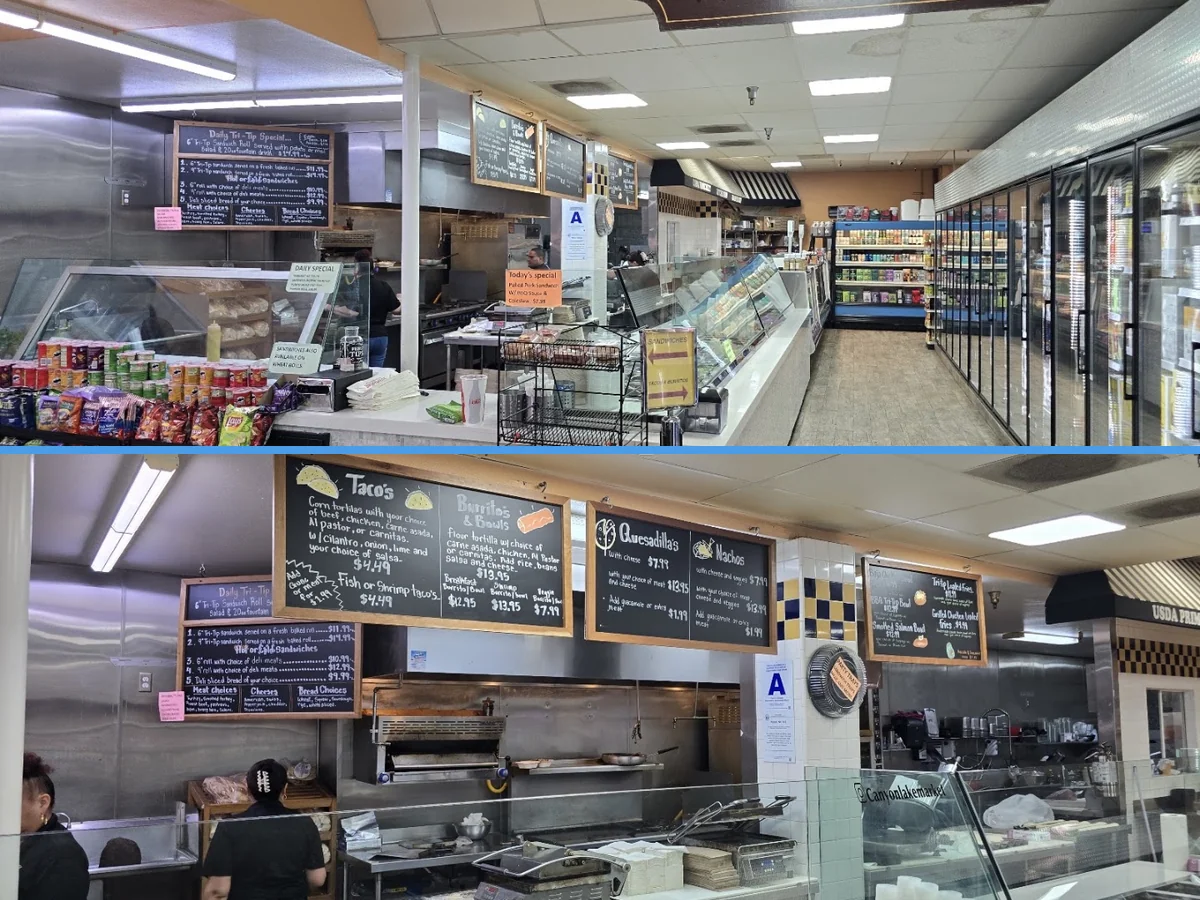 Grocery aisles inside Canyon Lake Market.